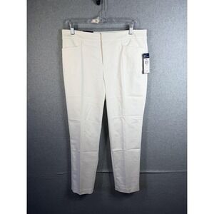 Chaps Icon Pants Womens 10 White Slim Twill Pull On Stretch Dress‎ Work Office